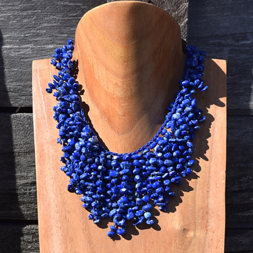 SAJEN-Free Flowing Lapis Tassel Necklace